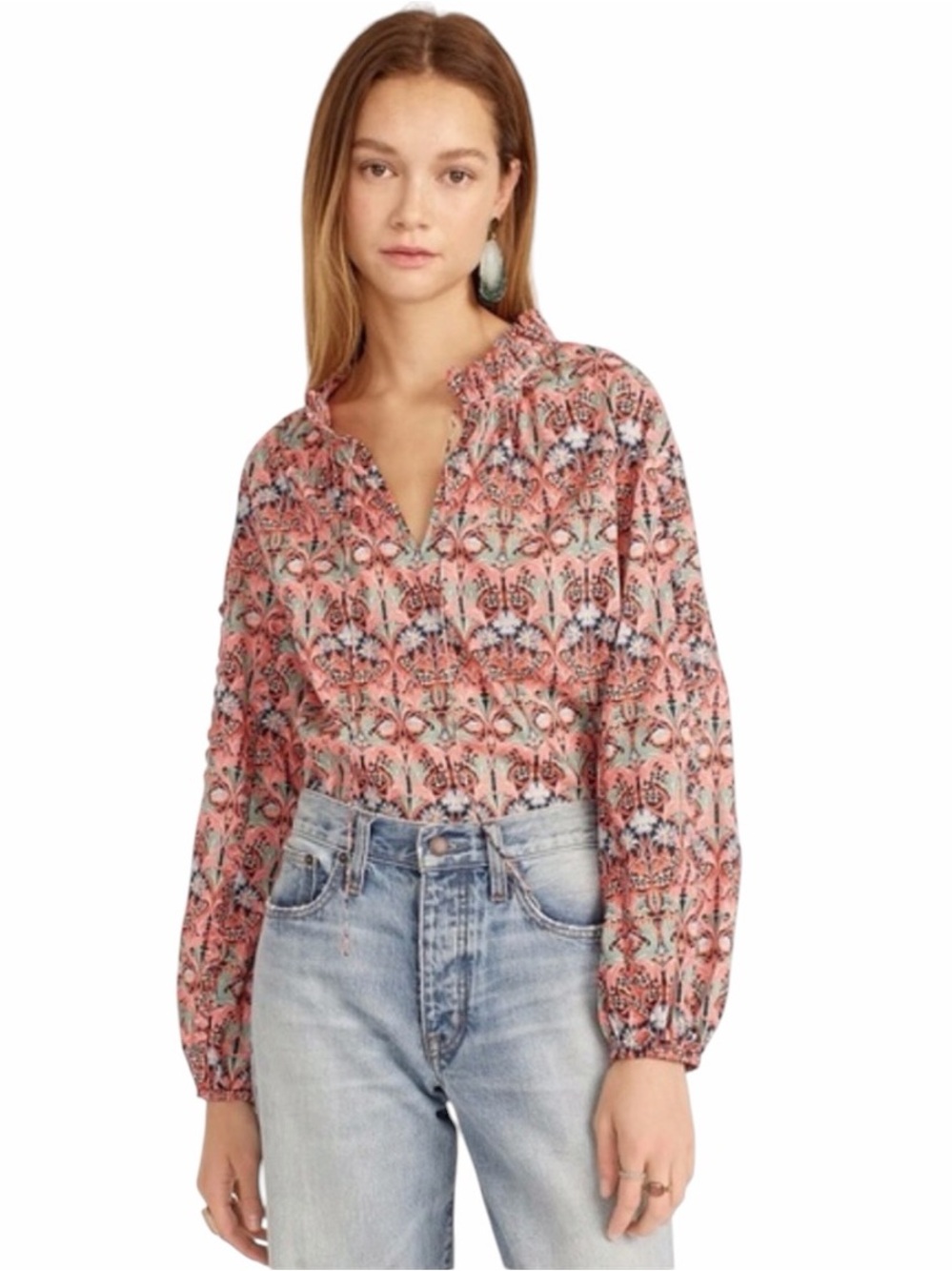 J.Crew - Liberty May Nouveau Floral Tie-Neck Blouse Size L
